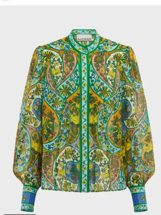 Alemais Tops - Alemais Multicolor Paisley Floral Print Silk Blouse